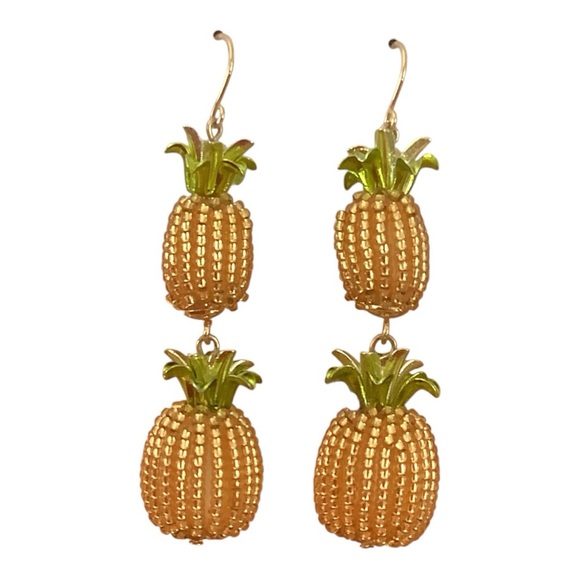 kate spade Jewelry - Kate Spade Pineapple Double Drop Gold and Green Tropical Earrings
